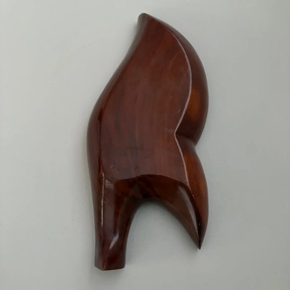 Hand‎ Carved Wood Leaf Shaped Serving Dish Mid Century Modern Appetizer Tray